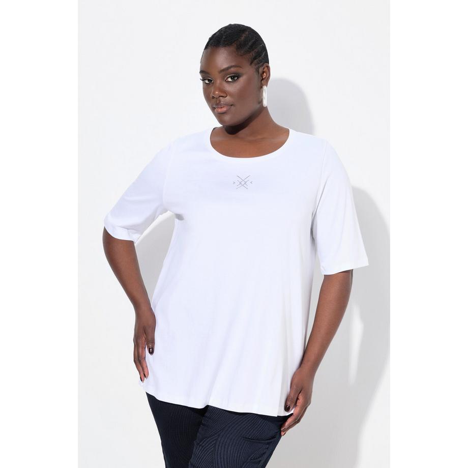 Ulla Popken T-shirt Applicazioni Scollo Rotondo Mezze Maniche Taglio Svasato  