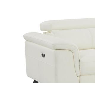 Vente-unique Relaxsofa 3-Sitzer elektrisch - Rindsleder - Weiß - BREYT II  