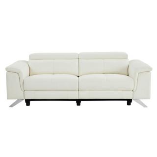 Vente-unique Relaxsofa 3-Sitzer elektrisch - Rindsleder - Weiß - BREYT II  