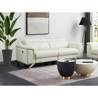 Vente-unique Relaxsofa 3-Sitzer elektrisch - Rindsleder - Weiß - BREYT II  