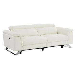 Vente-unique Relaxsofa 3-Sitzer elektrisch - Rindsleder - Weiß - BREYT II  