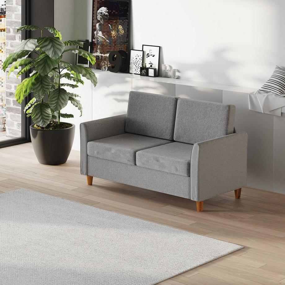 Northio Canapé Double®, Canapé Confortable, Déhoussable Avec Coussins, Lin, Gris Clair, 141X65X78Cm  