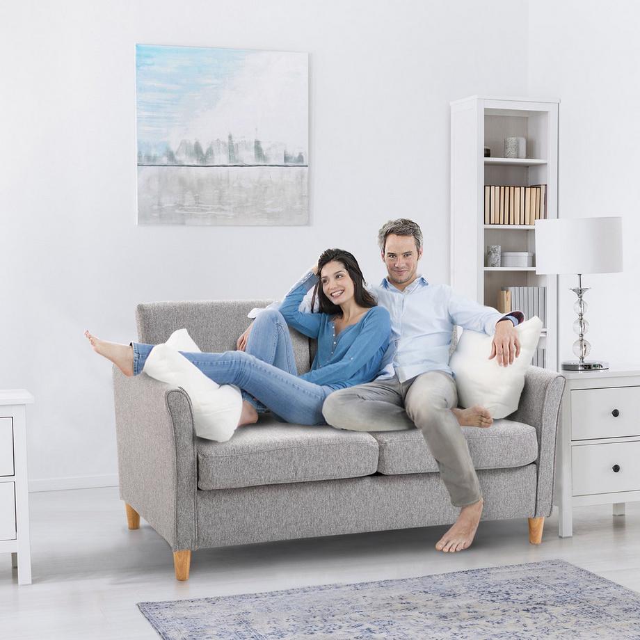 Northio Canapé Double®, Canapé Confortable, Déhoussable Avec Coussins, Lin, Gris Clair, 141X65X78Cm  