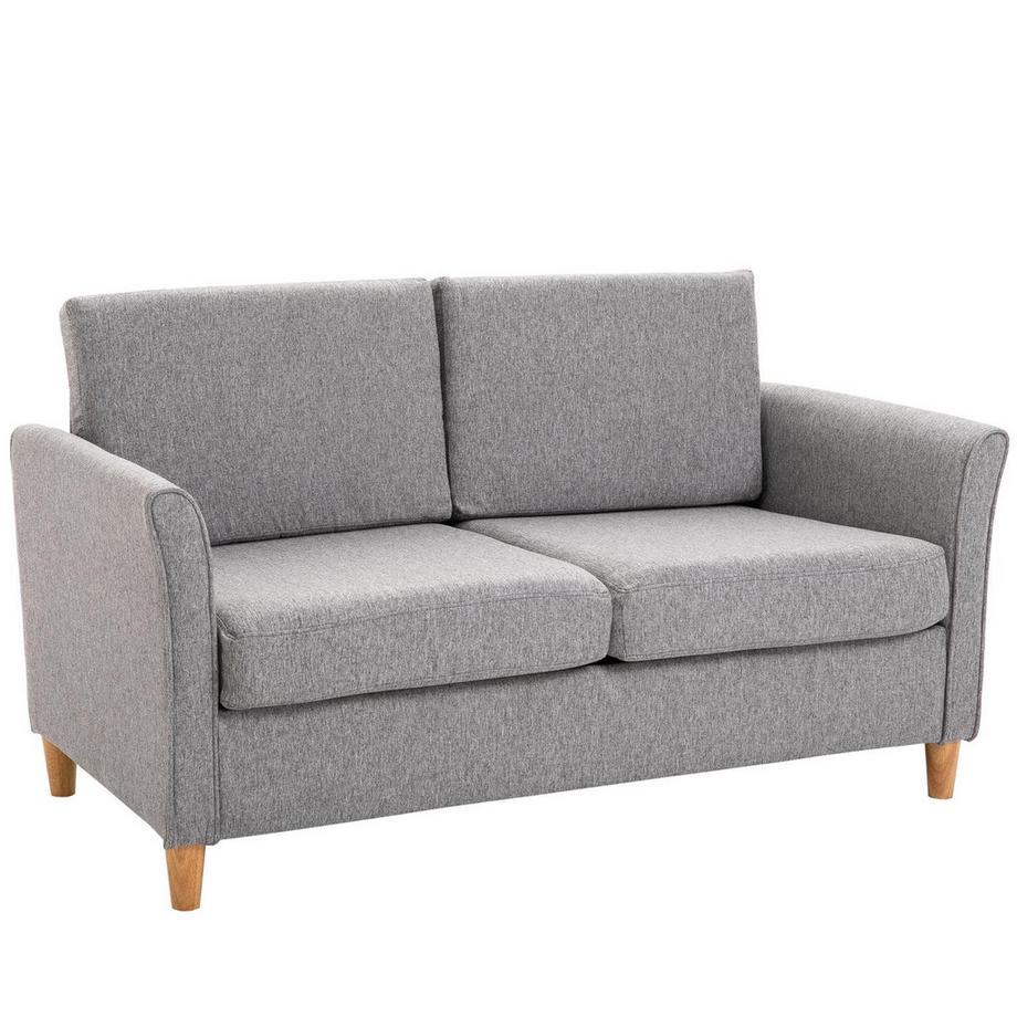 Canapé Double®, Canapé Confortable, Déhoussable Avec Coussins, Lin, Gris Clair, 141X65X78Cm