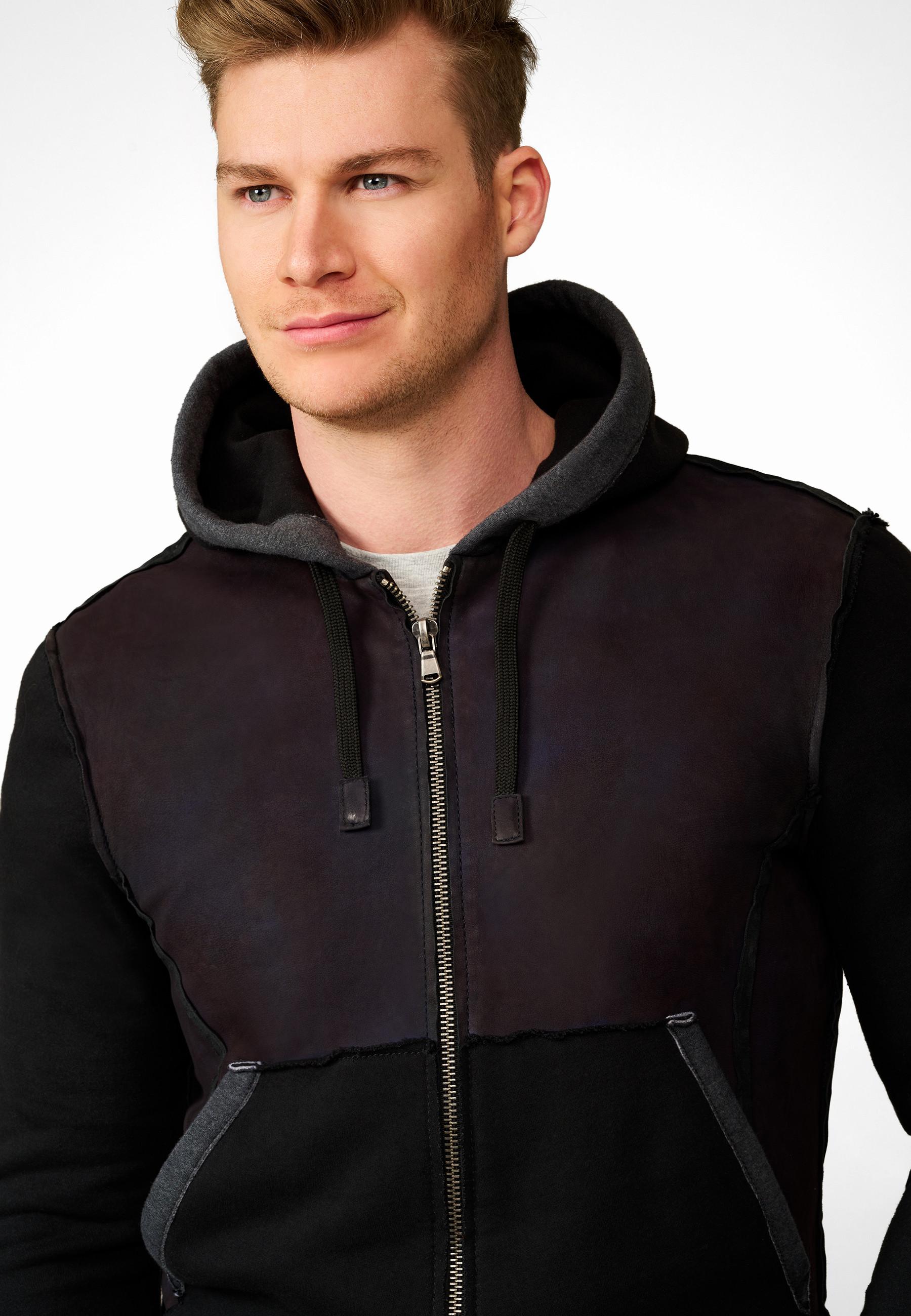 RICANO  Lederjacke Egon, Baumwoll-Leder Mix Hoody 