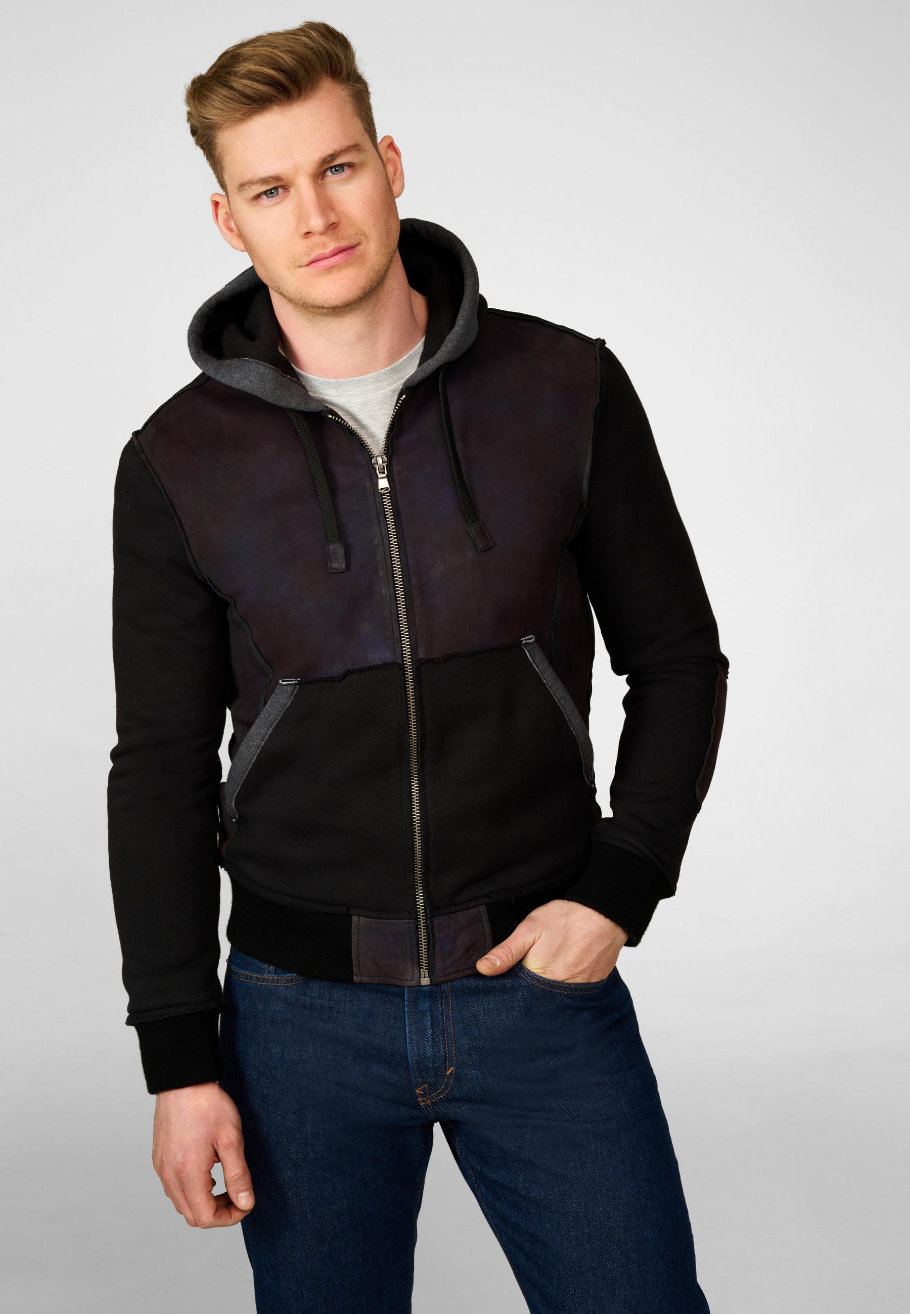 RICANO  Lederjacke Egon, Baumwoll-Leder Mix Hoody 