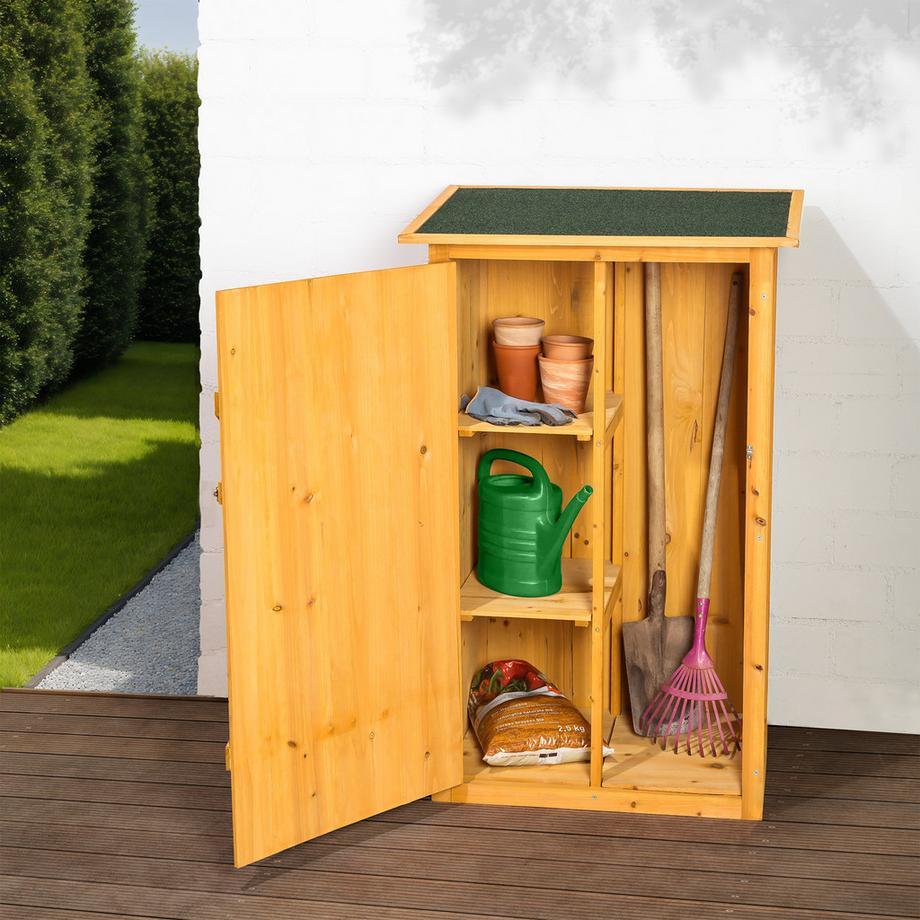 Tectake  Gartenschrank mit Flachdach Taman aus imprägniertem Nadelholz zwei Regalböden 