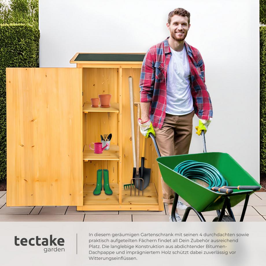 Tectake  Gartenschrank mit Flachdach Taman aus imprägniertem Nadelholz zwei Regalböden 