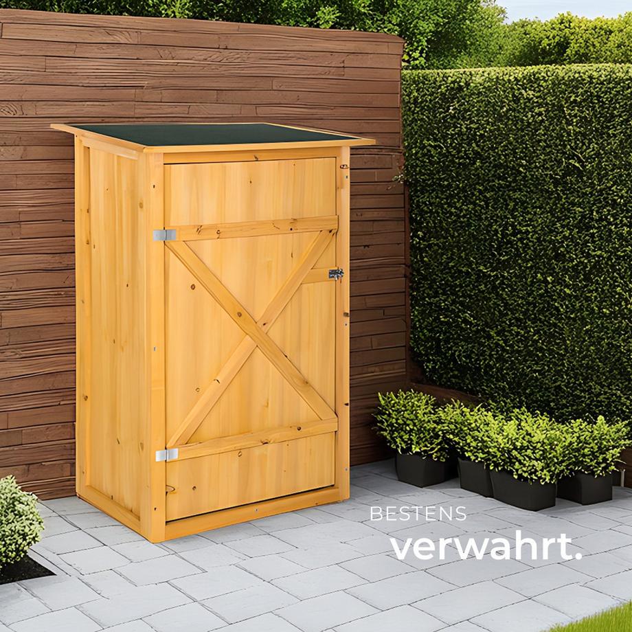 Tectake  Gartenschrank mit Flachdach Taman aus imprägniertem Nadelholz zwei Regalböden 