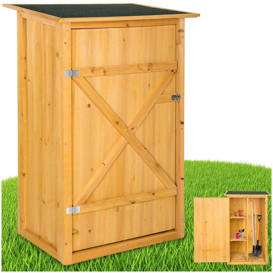 Tectake  Gartenschrank mit Flachdach Taman aus imprägniertem Nadelholz zwei Regalböden 