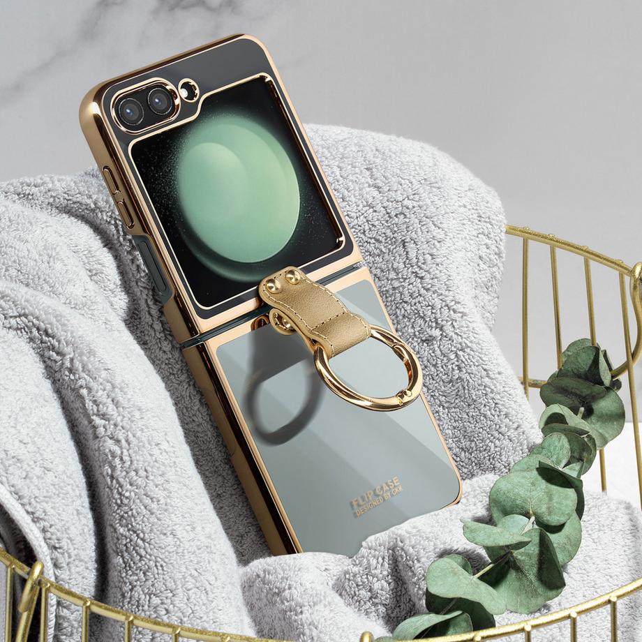 Avizar  Coque Anneau Galaxy Z Flip 5, Doré 