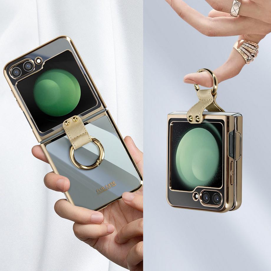 Avizar  Coque Anneau Galaxy Z Flip 5, Doré 