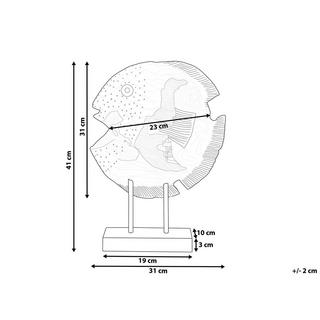 Beliani Dekoration aus Teakholz Industriell PLAICE FISH  