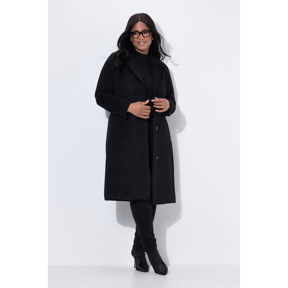 Ulla Popken Manteau point sellier col à revers patte de boutonnage  