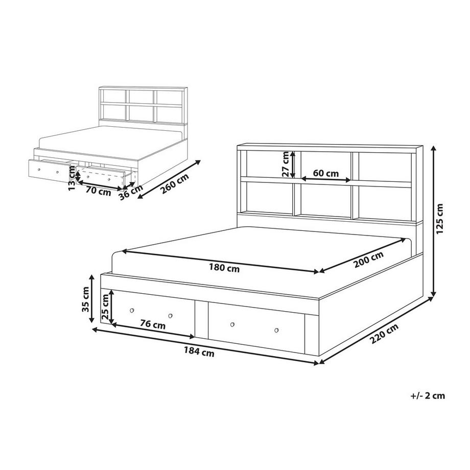 Beliani Letto con cassetti contenitori en Fibra a media densità (MDF) Scandinavo TARARE  
