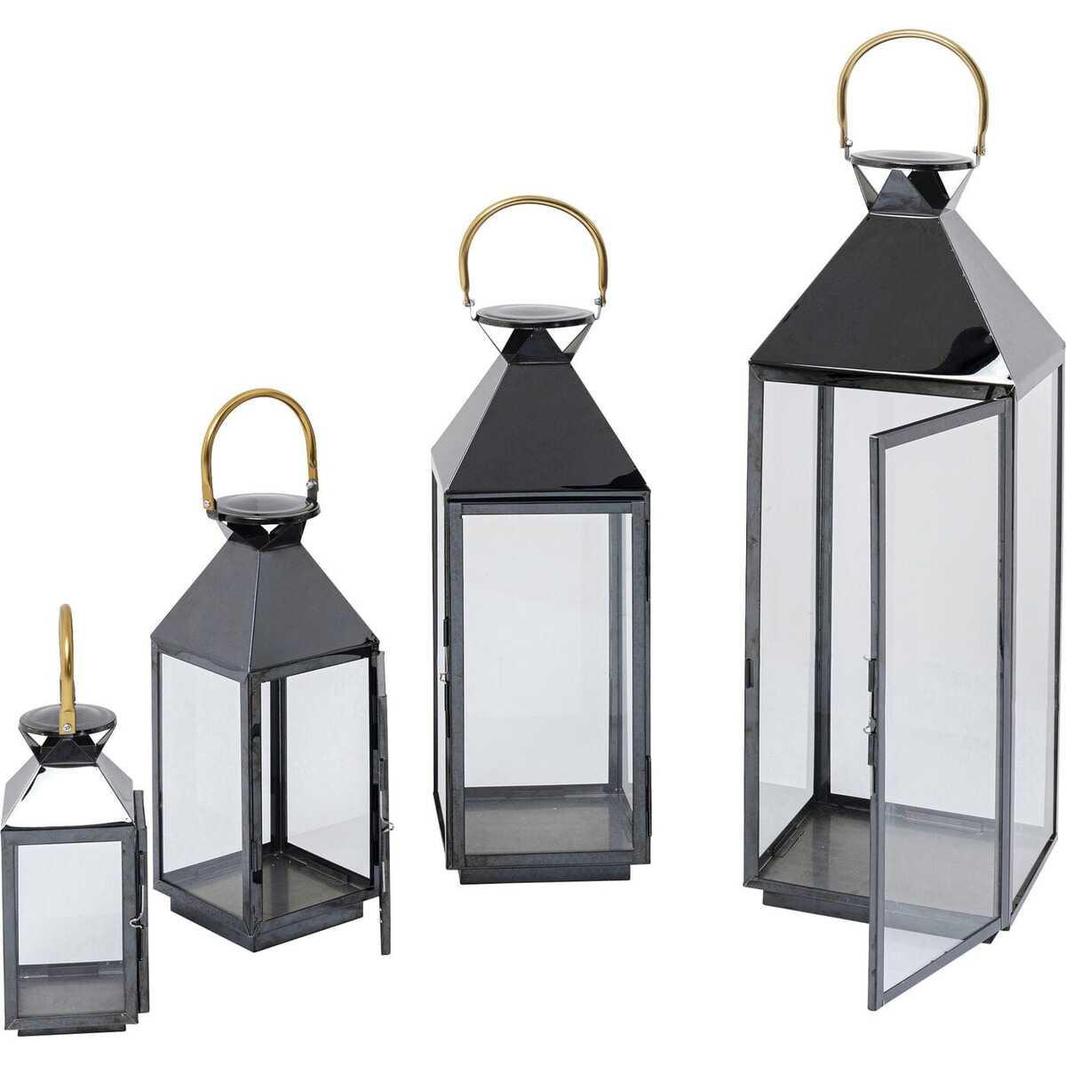 KARE Design Lanterna Giardino oro nero (set di 4)  