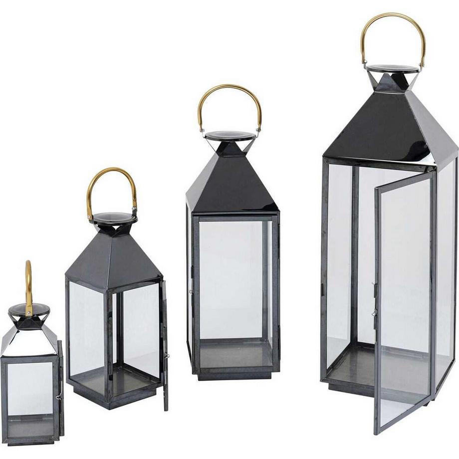 KARE Design Lanterne Giardino noir or (set de 4)  