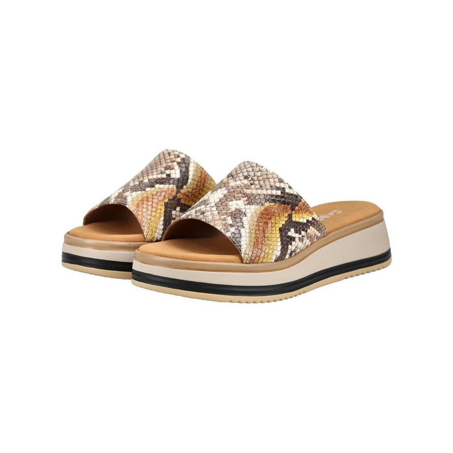 Gabor Schlangenmuster Plateau Slide Sandalen  