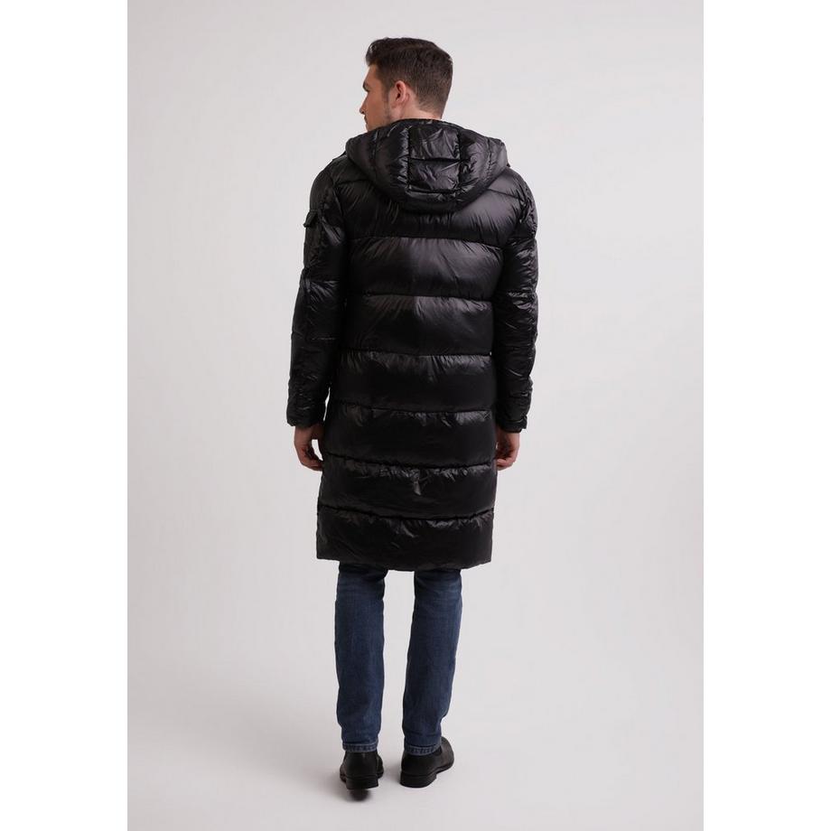 CASH-MERE.CH Long Manteau en Duvet avec Capuche Doublure Cachemire  
