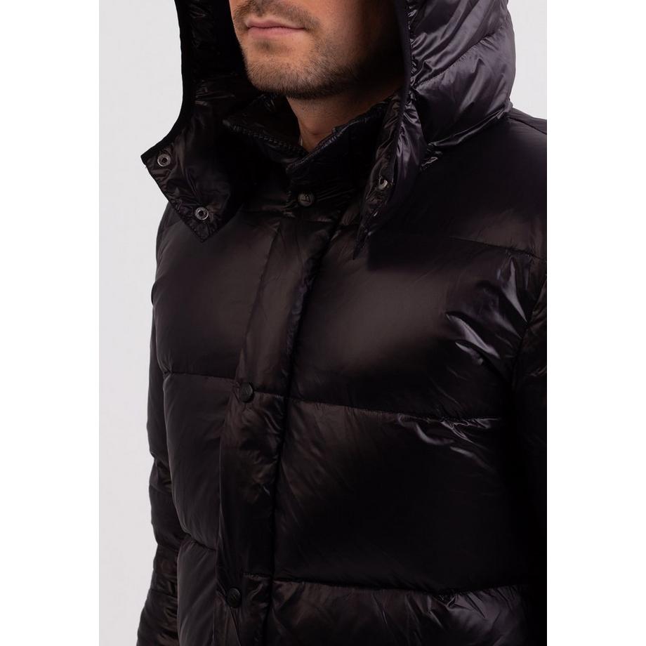 CASH-MERE.CH Long Manteau en Duvet avec Capuche Doublure Cachemire  