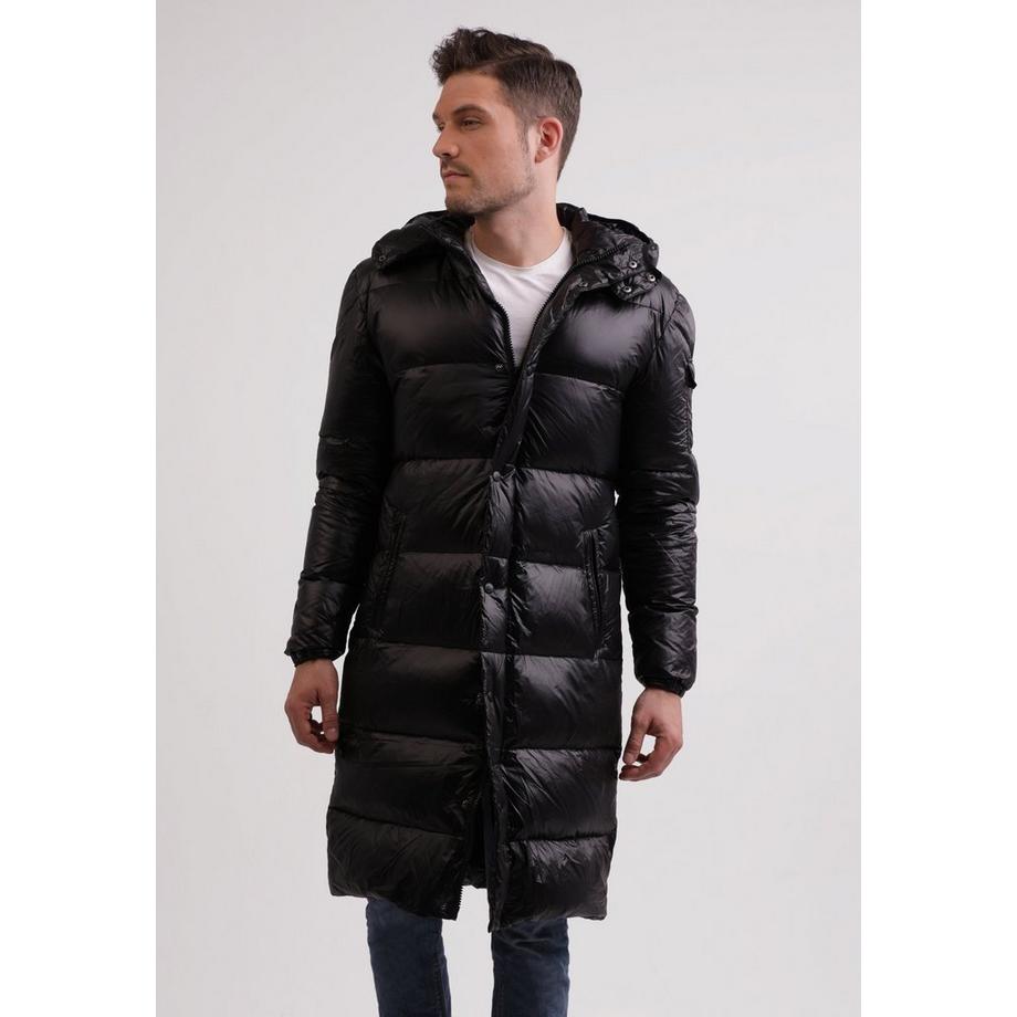 CASH-MERE.CH Long Manteau en Duvet avec Capuche Doublure Cachemire  