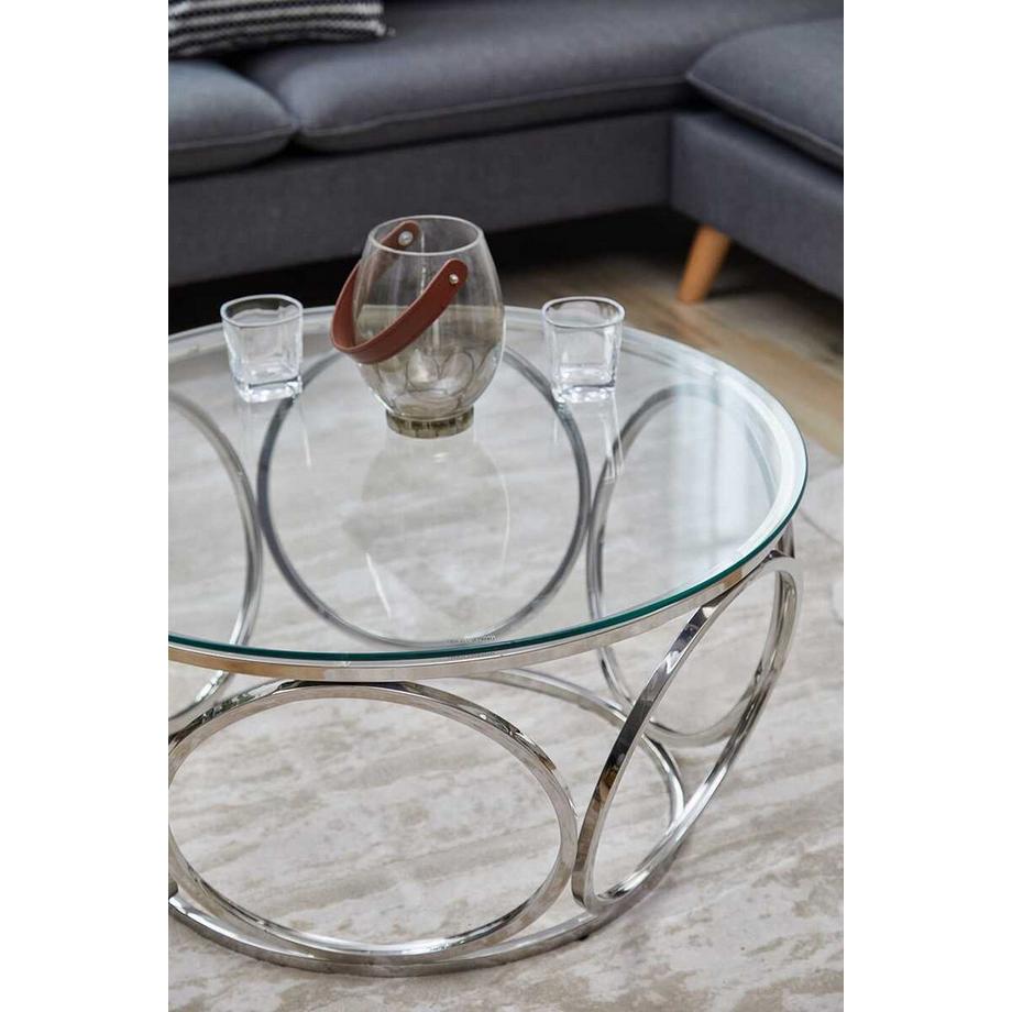 mutoni Couchtisch Elvenda Glas silber rund 80x40  