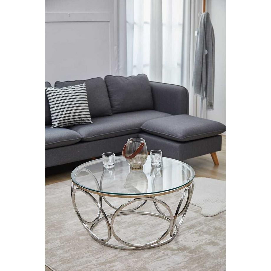 mutoni Couchtisch Elvenda Glas silber rund 80x40  