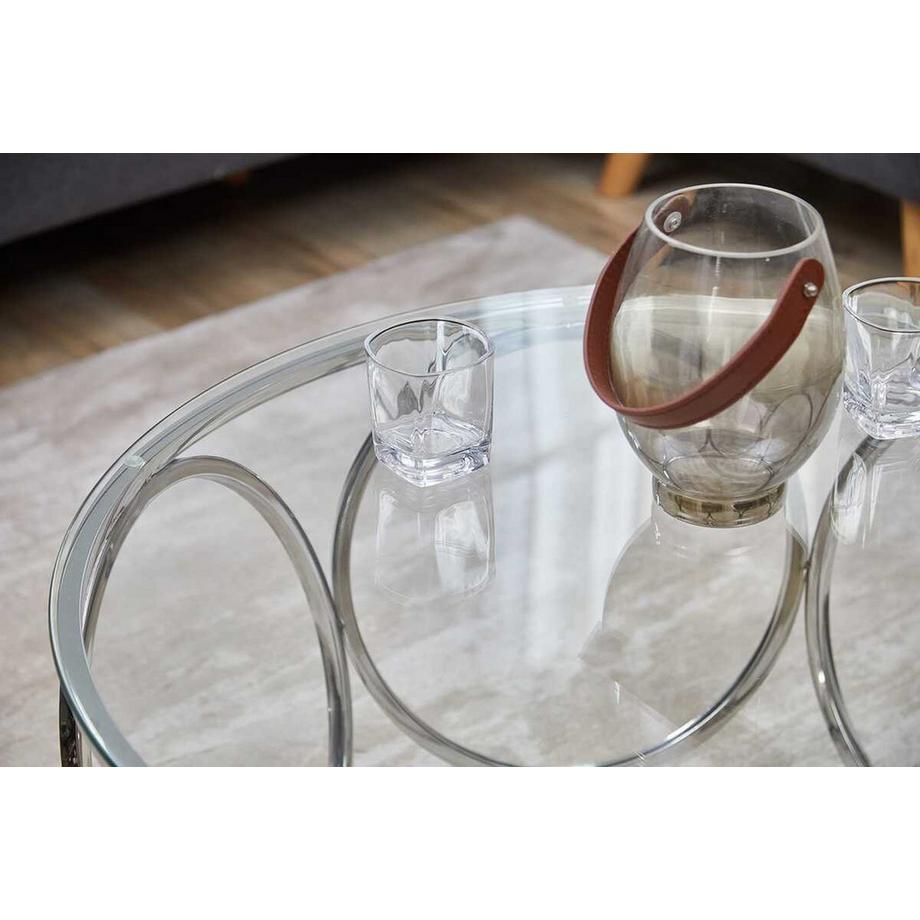 mutoni Couchtisch Elvenda Glas silber rund 80x40  