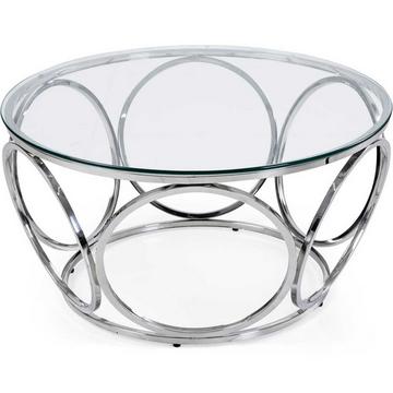 Tavolino Elvenda in vetro argento rotondo 80x40