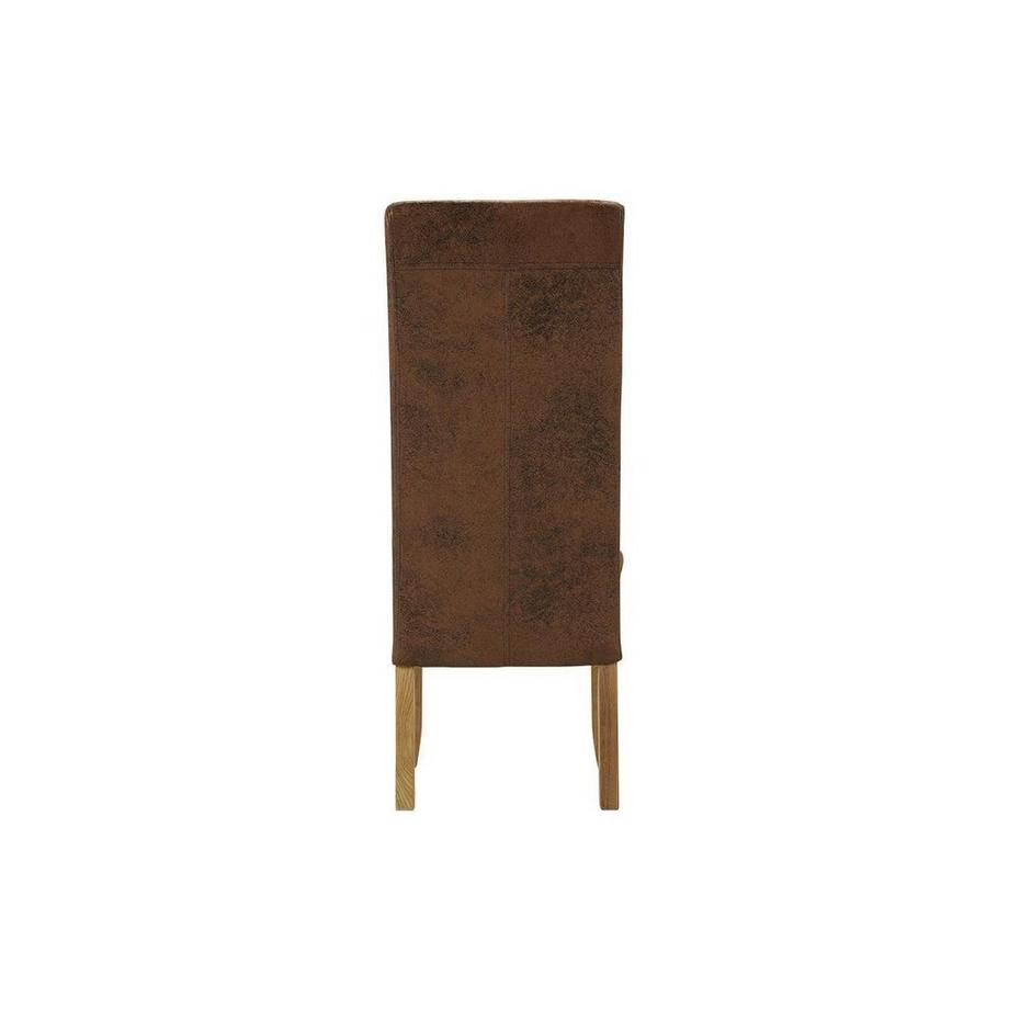 Vente-unique Lot de 6 chaises SANTOS Microfibre aspect cuir vieilli Pieds bois clair  