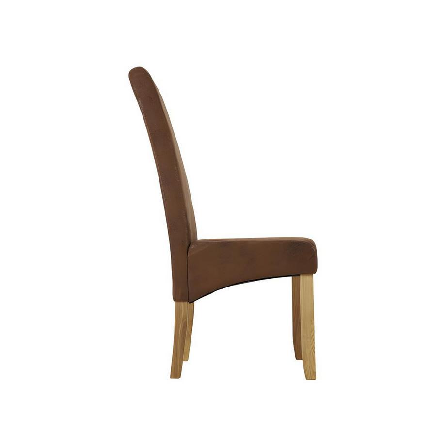 Vente-unique Lot de 6 chaises SANTOS Microfibre aspect cuir vieilli Pieds bois clair  