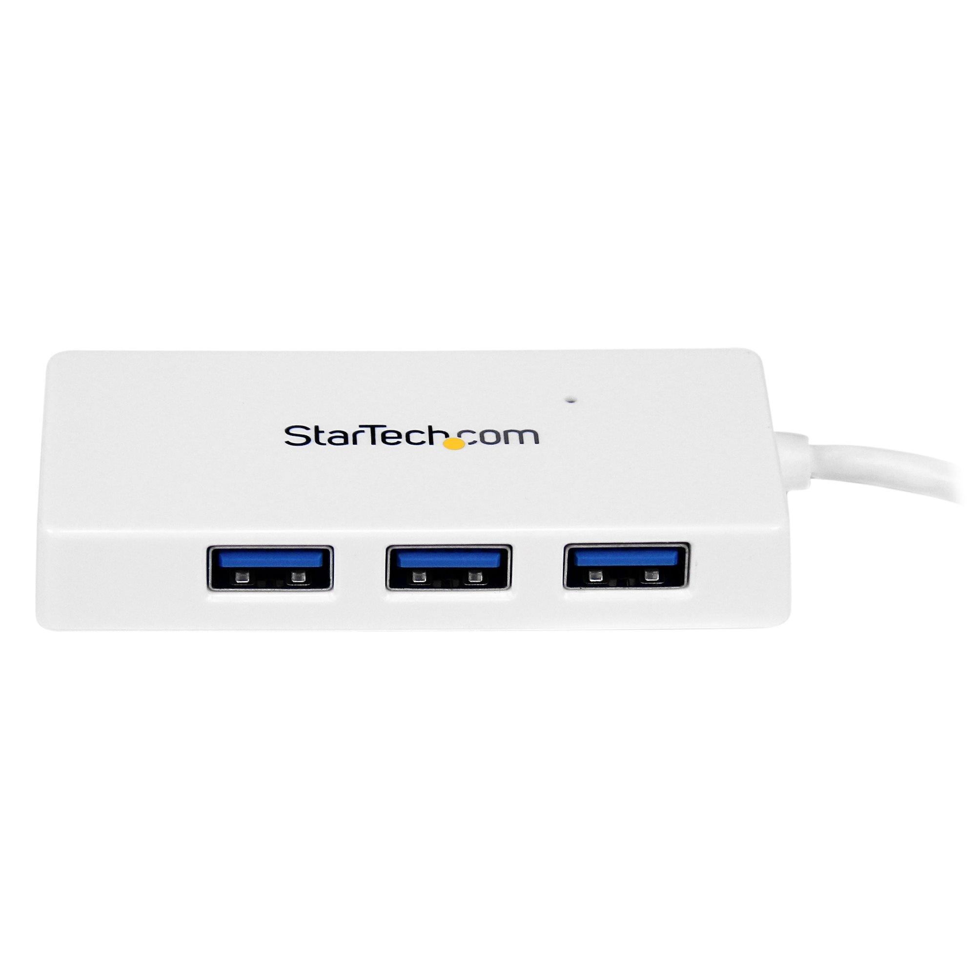 STARTECH.COM  Hub USB 3.0 à 4 ports avec câble intégré - 5Gbps - Blanc 