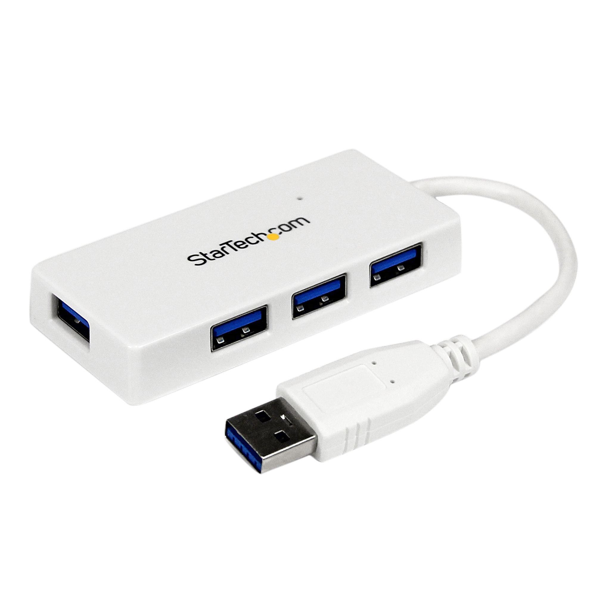 STARTECH.COM  Hub USB 3.0 à 4 ports avec câble intégré - 5Gbps - Blanc 