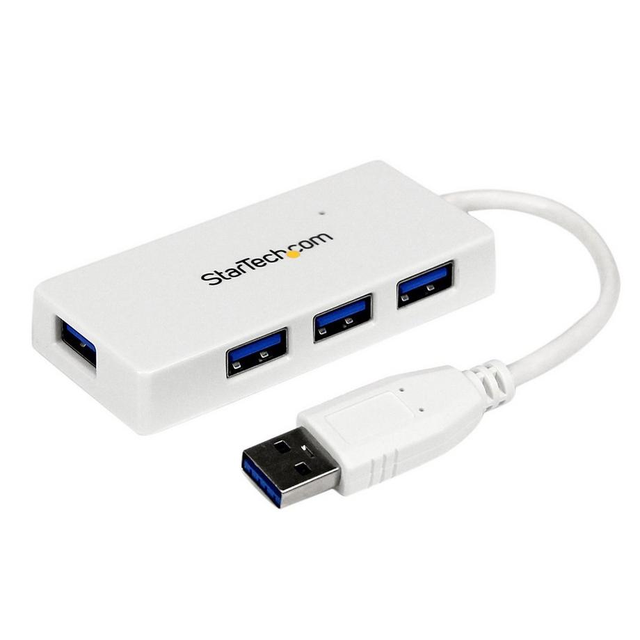 4 Port USB 3.0 SuperSpeed Mini Hub - 5Gbps - Weiß