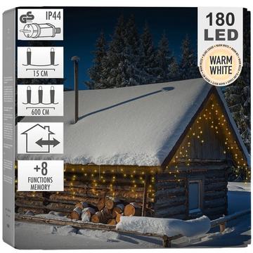 Lichterkette 180 LED warmweiß, 8 Positionen, Memoryfunktion, innen/außen