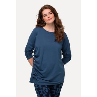 Ulla Popken  Shirt, drapiert, Rundhals, Langarm, Biobaumwolle 