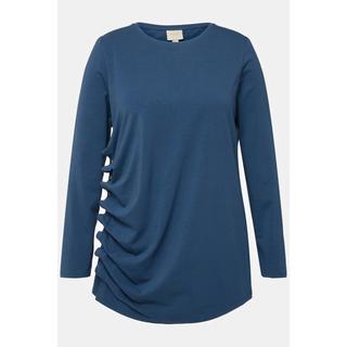 Ulla Popken  Shirt, drapiert, Rundhals, Langarm, Biobaumwolle 