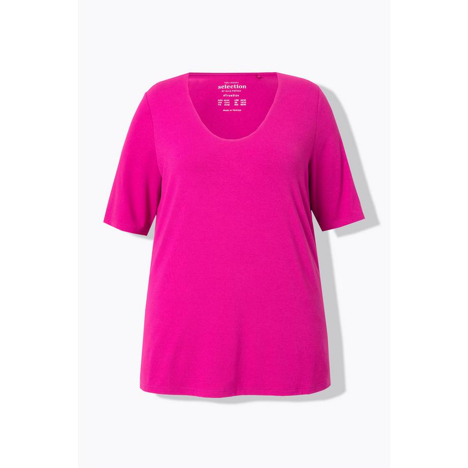 Ulla Popken T-shirt doppio strato davanti scollo a V mezza manica  