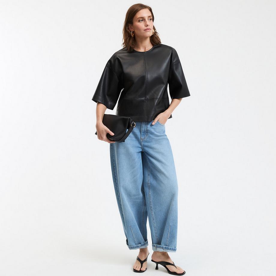 La Redoute Collections Blouse Simili Col Rond Manches 3/4  