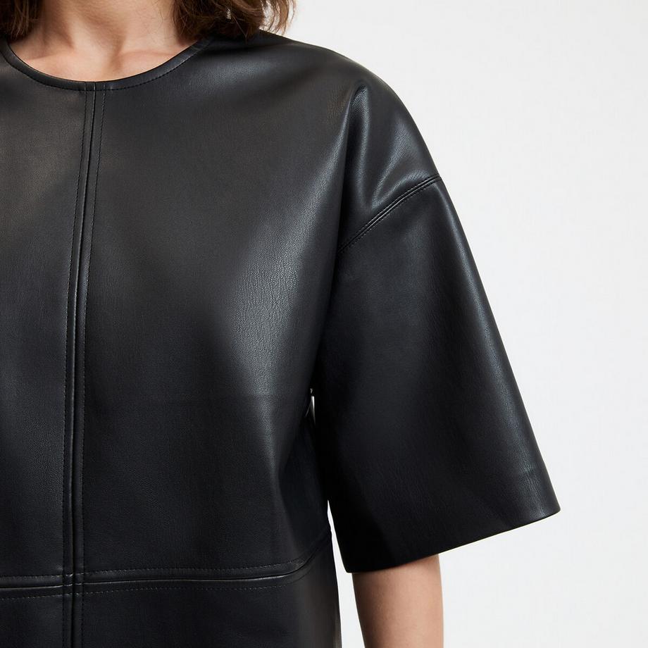 La Redoute Collections Blouse Simili Col Rond Manches 3/4  