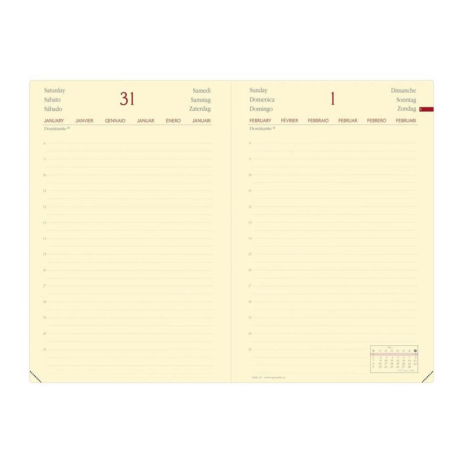 QUO-VADIS Quo Vadis - Terminkalender - 2025 - Daily 21 - Tageskalender - Mehrsprachig - Silk - Schwarz - Jan/Dez - 13x21 cm - Clairefontaine-P apier Elfenbein - Hergestellt in Frankreich  