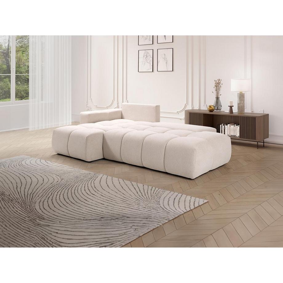 Vente-unique Ecksofa mit Schlaffunktion - Ecke links - Stoff - Beige - TRIMALDI  