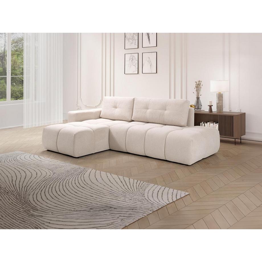 Vente-unique Ecksofa mit Schlaffunktion - Ecke links - Stoff - Beige - TRIMALDI  