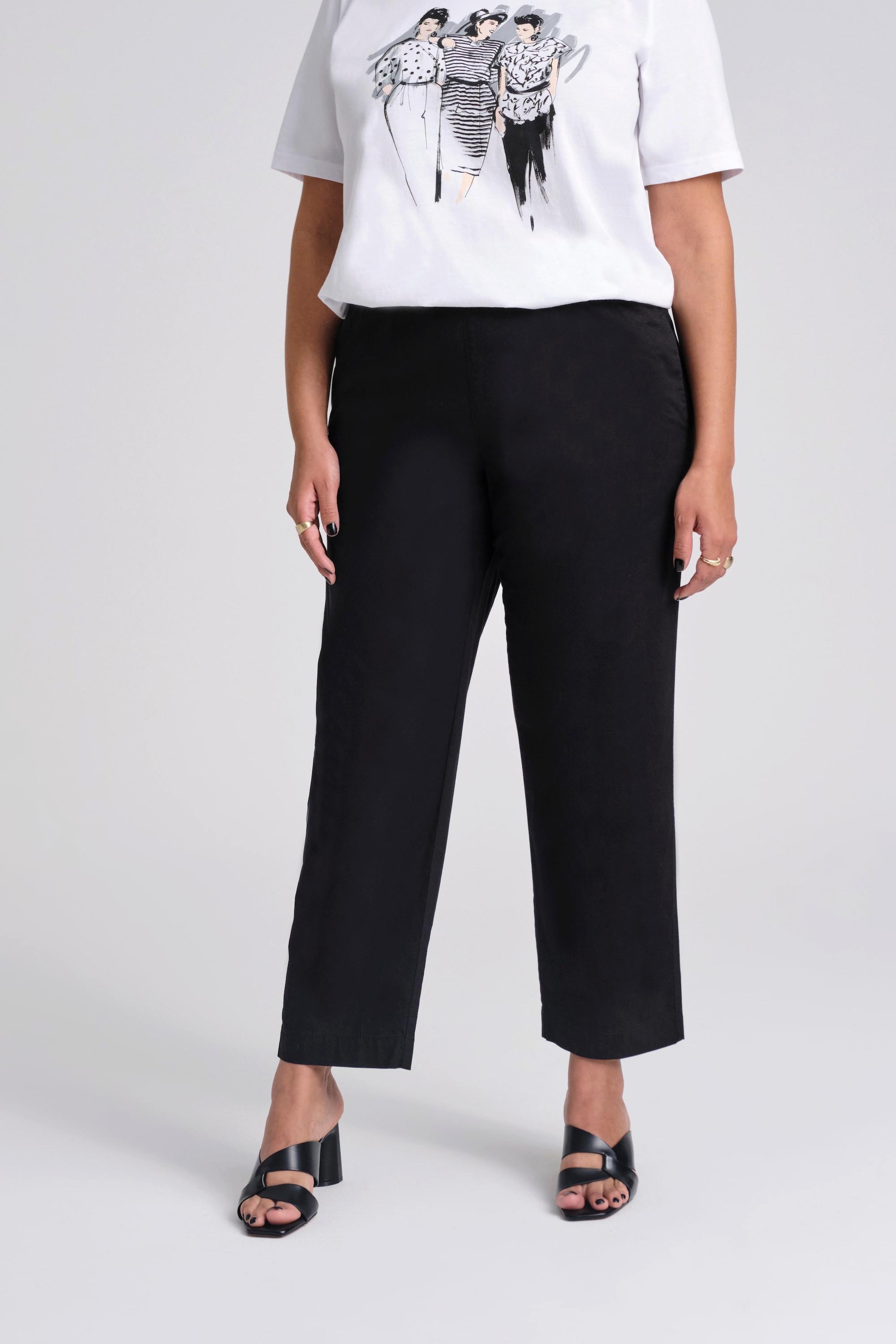 Ulla Popken  Pantalon chino Ruby 7/8 - taille élastique, jambe droite et large 