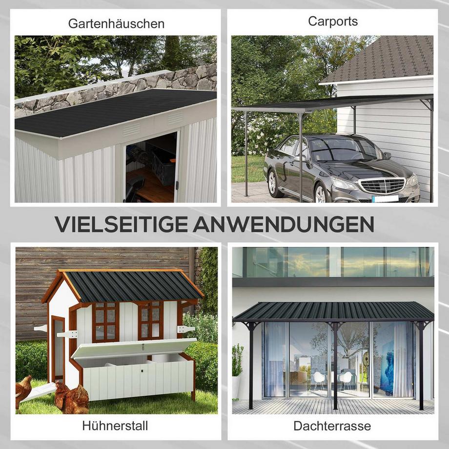 Northio  12 Stück Trapezblech 129x45cm 7m² Verzinkt Dachblech 0,25 mm Wetterfest Profilblech Verzinkter Stahl Dachplatten Dachpaneele Stahlblech Wellblechplatten für Dach Gerätehaus Carport Dunkelgrau | 