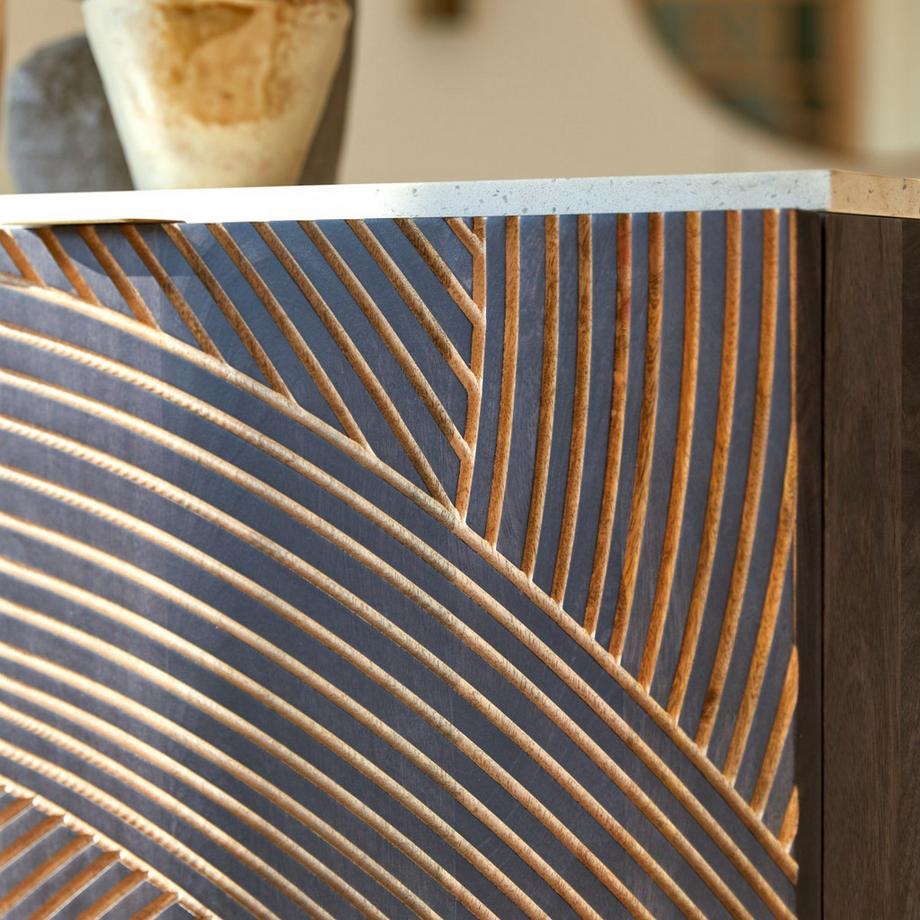 Tikamoon  Bahut en manguier massif et terrazzo 80 cm Bilal 