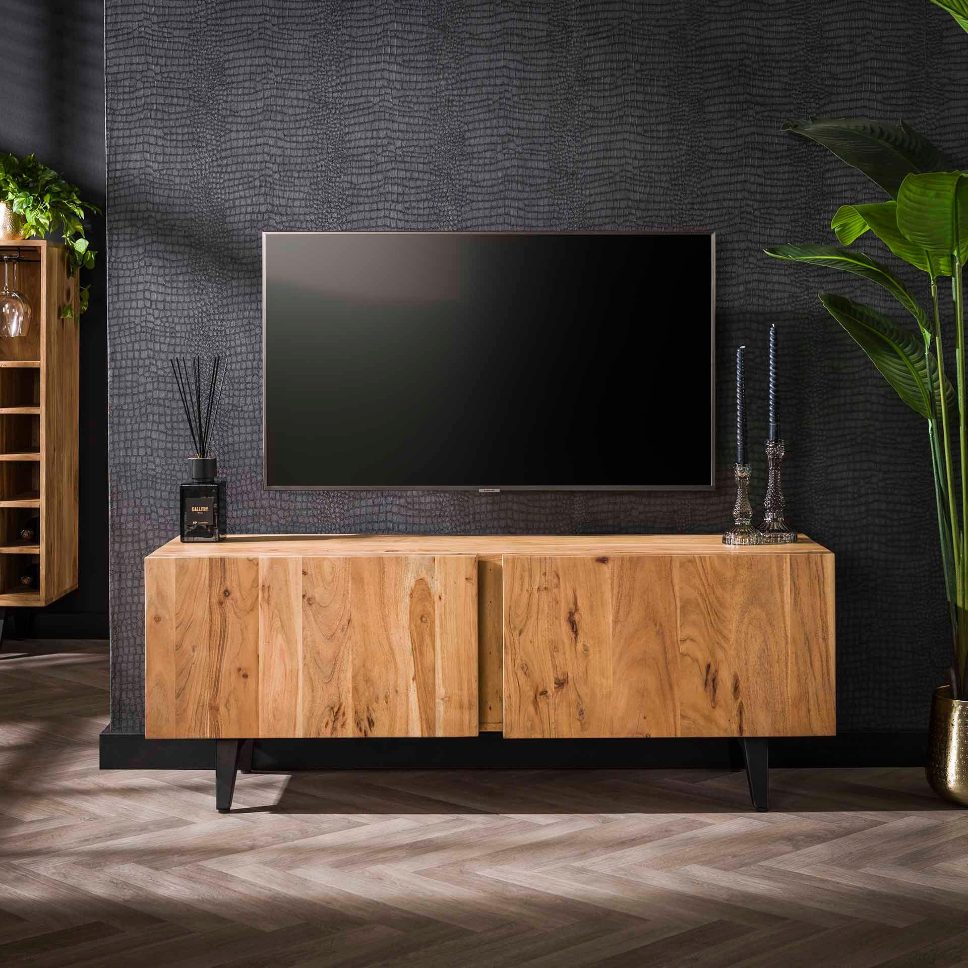 mutoni Bloc meuble bas TV acacia naturel 135  