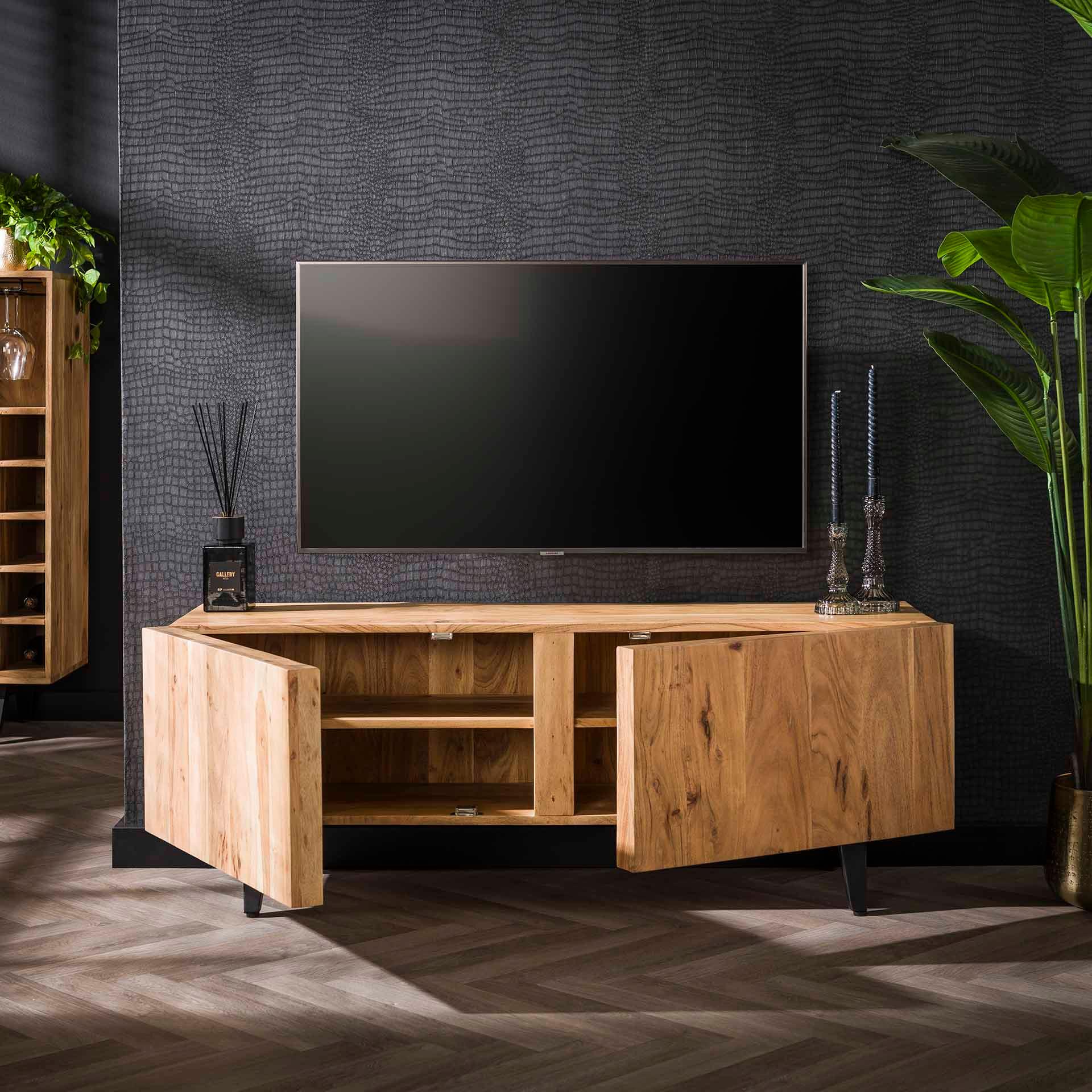 mutoni Bloc meuble bas TV acacia naturel 135  