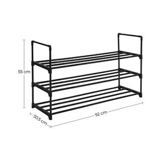 Calicosy Etagère à chaussures 3 niveaux en métal noir - 15 paires  