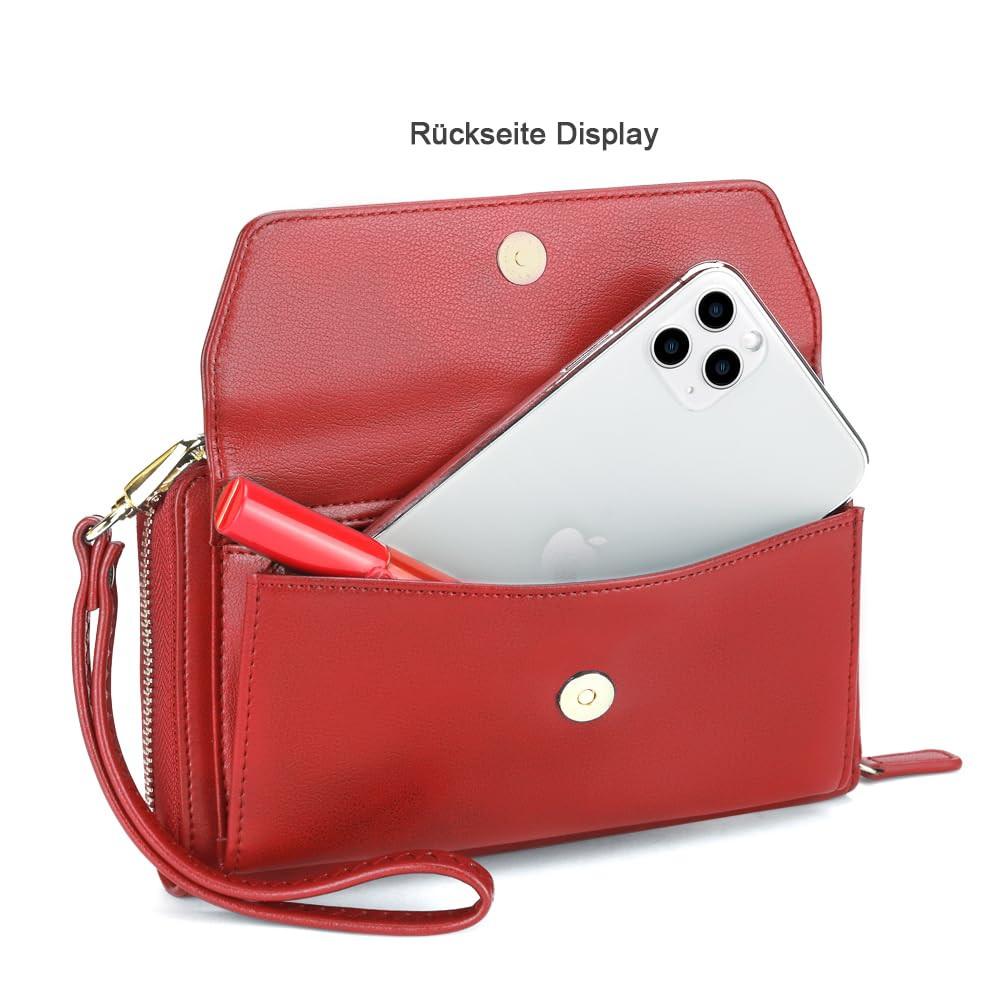 Only-bags.store Portafoglio Piccolo con Scomparti per Carte di Credito Tasca Telefono con Cerniera e 2 Cinghie  